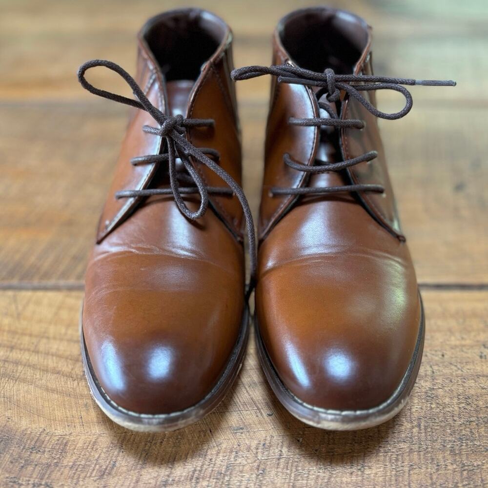 Kids Stacy Adams Brown Maxwell Plain Toe Chukka‎ Boot Dress Shoe Size 2